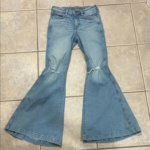 Women's Wrangler Distressed High Waisted Flare Blue Jeans